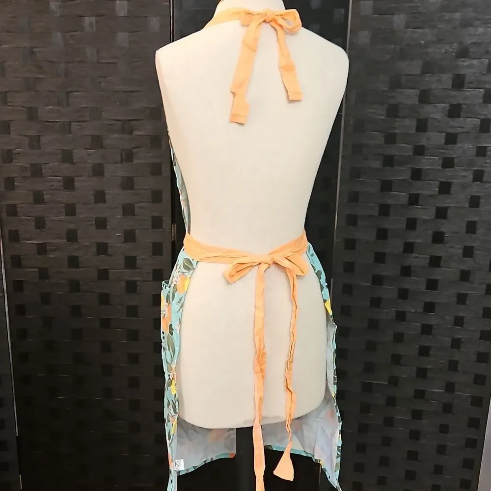 K For The Kitchen Peach & Blue Full Apron
